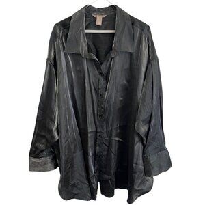 H&M XXL Shimmer Sheen Button Up Blouse Holiday NYE